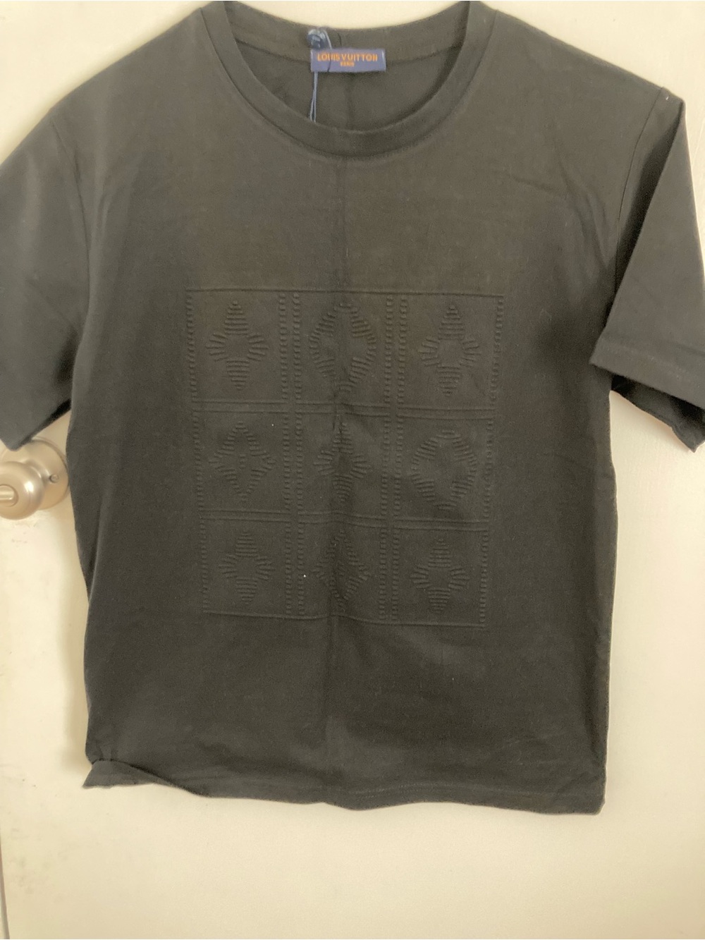 Louis Vuitton Black Tonal Monogram Grid Crewneck Tee